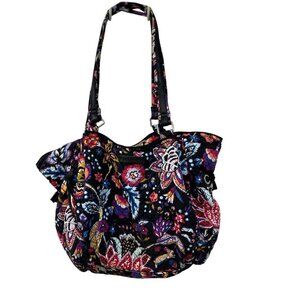 Vera Bradley Glenna Shoulder Bag Floral Medium Leather Details Multiple Pockets